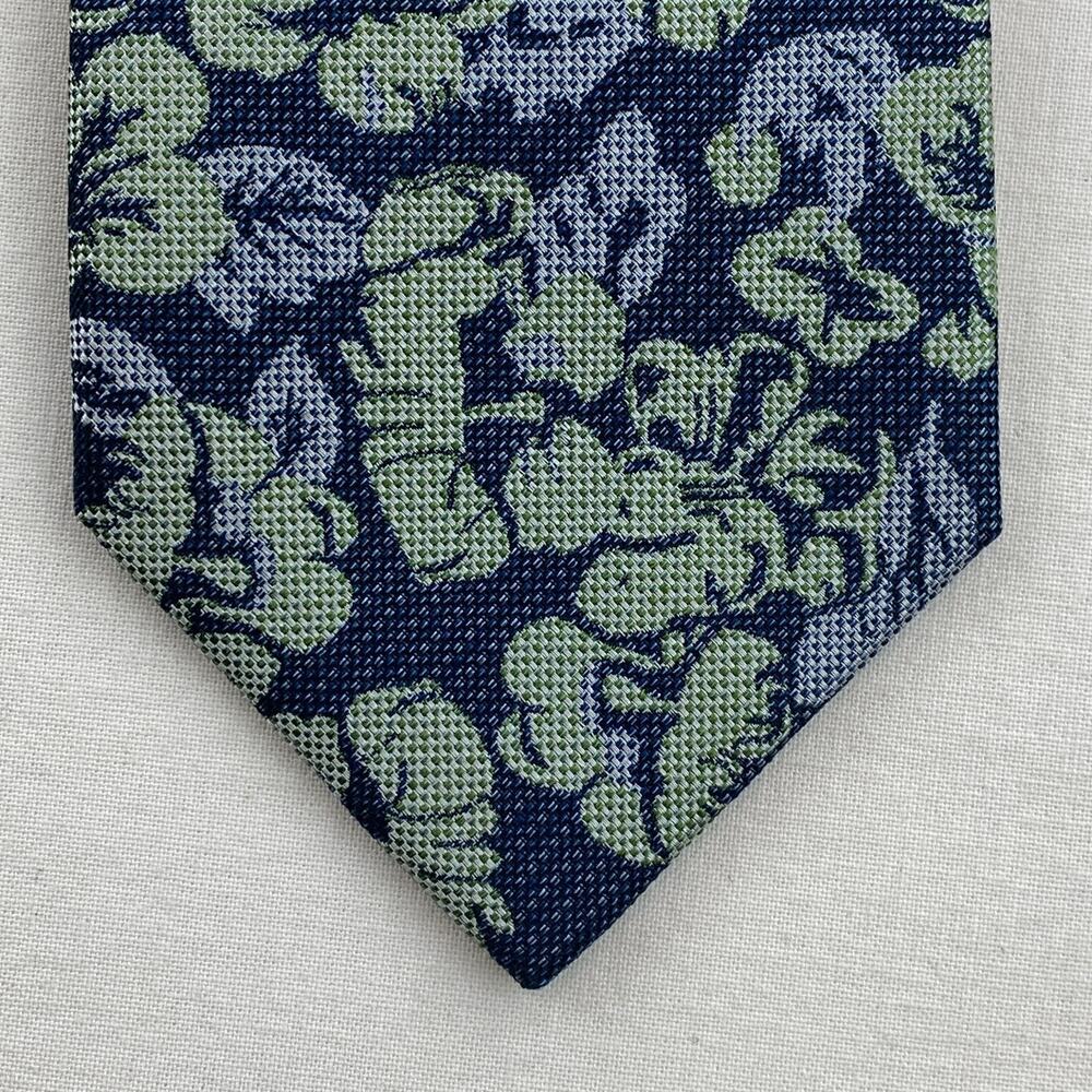 JOHN HENRIC Tie 100% Silk Floral Woven Jacquard Necktie Blue Italy
